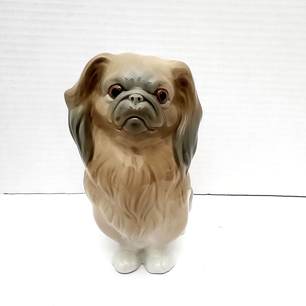 Lladro 4641 Pekingese Sitting Dog Figurine 6" Tall Glossy Mint Cond. VTG Retired